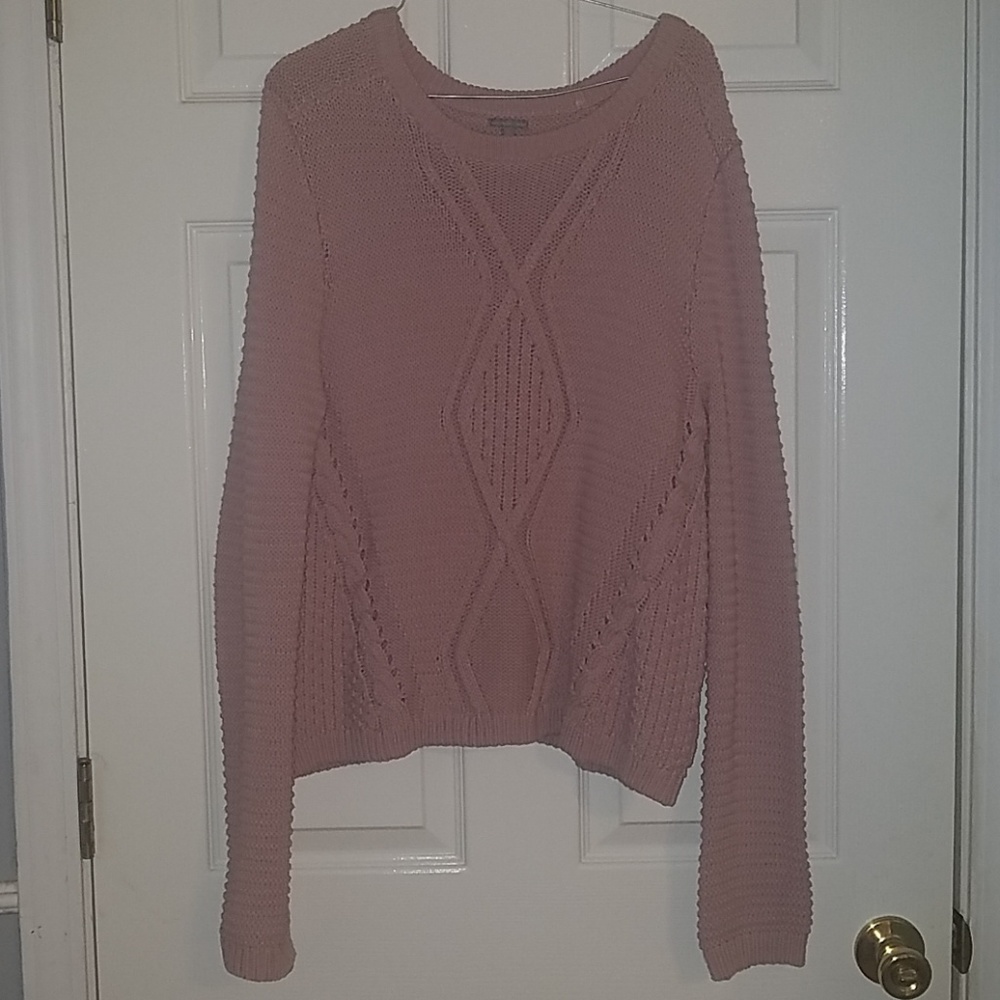 Pink mauve cable knit sweater